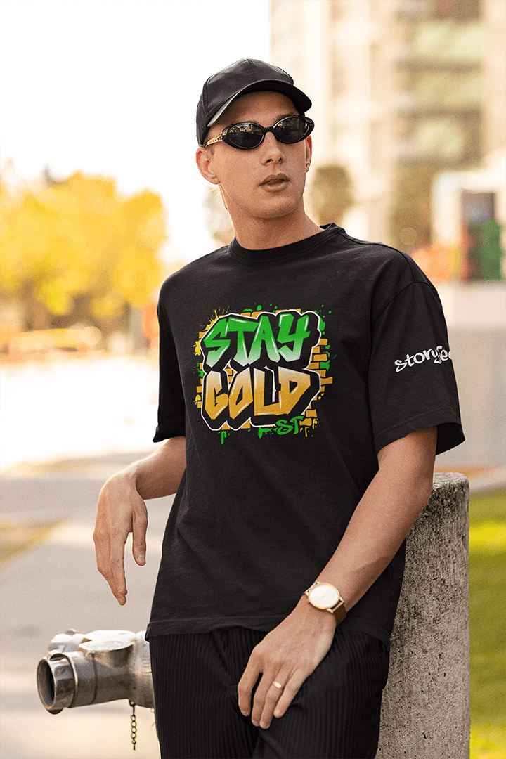 Stay Gold - Teez surdimensionné lourd de qualité supérieure 240 GSM